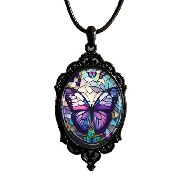 oly-221da57918c2bbf412487b28e5ea73c0 Wholesale Butterfly Pendant Necklace Purple Enamel Charm Jewelry Accessory Gift