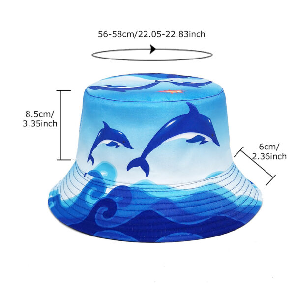 Wholesale Dolphin Print Fisherman Hat Sun Protection Beach Hat for Women