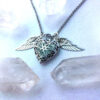 Wholesale Flying Heart with Wings Glow Pendant Necklace Alloy Jewelry for Gift Boutique