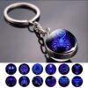 Wholesale 12 Zodiac Double Sided Glass Ball Keychain Key Ring Decorative Accessory for Birthday Gifts