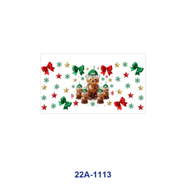 oly-227a25249906c846b34b0b0ee5647164 Wholesale 5pcs Fresh Cozy Christmas Bear Coffee Cup Bow Star Snowflake Lettering Mixed Decor Prints 16oz Cup UV DTF Wraps