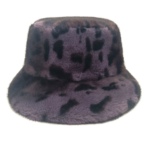 Wholesale Leopard Print Fluffy Faux Fur Bucket Hat for Women Casual Winter Fashion Accessory