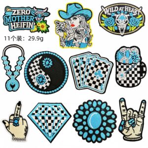 Western denim patch a set of 11 pieces