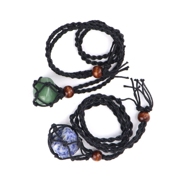 oly-22d0ba7e4057defb9ce5de5df4ab7deb Wholesale Amethyst Crystal Handmade Woven Net Pendant Necklace Adjustable Boutique Resale Gift