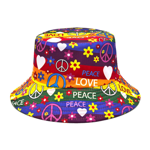 oly-230886b188be3548a673524e2f1db6e1 Wholesale Reversible Floral Peace Pattern Bucket Hat Sun Protection Outdoor Cap for Resale