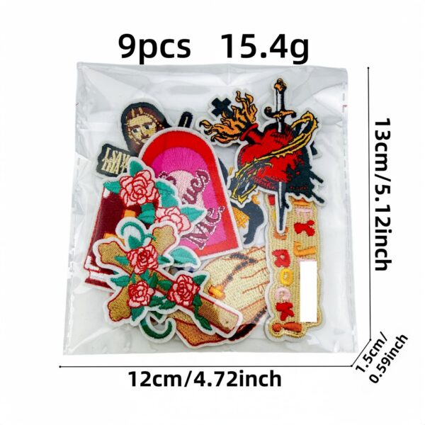 oly-2339faa1576dfb0ba7c45ed83c806de3 Wholesale Cartoon Inspirational English Embroidered Patches Set of 9 Iron-On Decorative Accent for Clothing & Bags