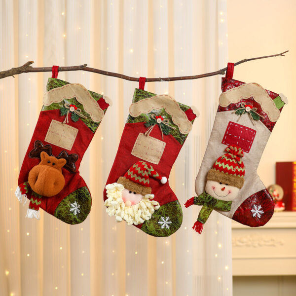 Wholesale European Style Cartoon Christmas Stocking, Polyester Three Dimensional Patchwork Hanging Decoration for Holiday Gift