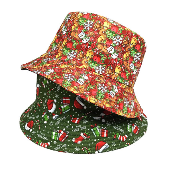 Wholesale Chic Christmas Pattern Fisherman Hat with Santa Deer Snowman Print Unisex Sun Hat for Everyday Use