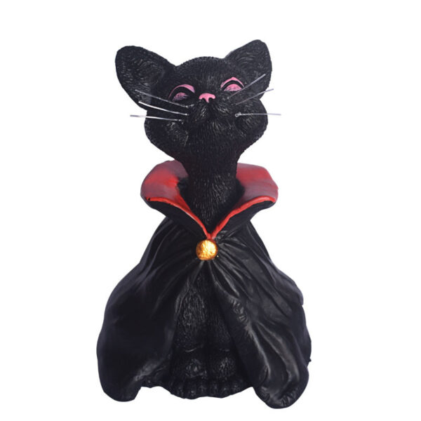 Wholesale Resin Halloween Meditating Cat in Black Robe Statue Home Decor Gift