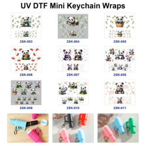 Wholesale 8pcs Wraps Cute Panda Waterproof Vinyl Decals Mini Cup Keychain Sticker