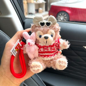 Red sweater hugging pink rabbit [shirley rose] / Approximately 10cm, comes with a rope stopper
