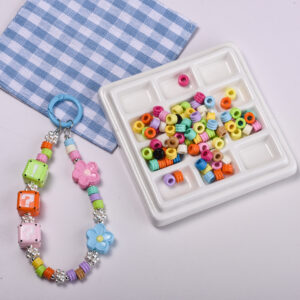 oly-23745d235993d9cd838a3f647f02af27 Wholesale Electroplated Acrylic Screw Beads Mixed Colors Floral Pattern DIY Phone Chain Keychain Jewelry Accessory