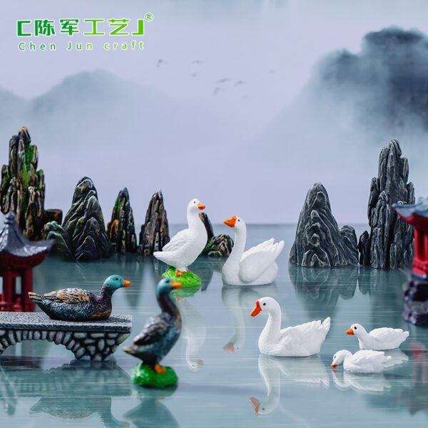 Wholesale Chinese Style Miniature Landscape Resin Ornament - Duck Decorative Accent for Home Office Gift