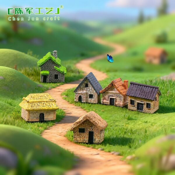 oly-23a3f3adc2ebf00f130e98400d76a178 Wholesale Rustic Miniature Thatched Cottage Resin Figurine for Terrarium Desktop Home Decor Gift