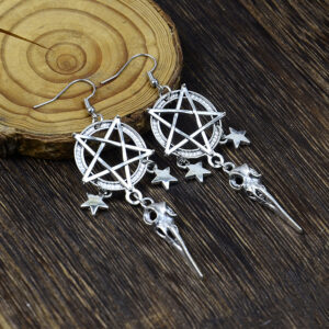 oly-23c12b5f3dc5f8cb27a08966652aed1b Wholesale Punk Dark Star Crow Pendant Earrings, Zinc Alloy Jewelry Accessory, Halloween Style