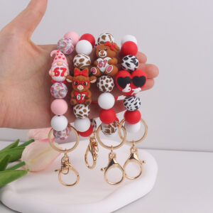 oly-23d7c049c84619c25c872e19914847e9 Wholesale Cow Print Silicone Bracelet Keychain Fashion Accessory Gift