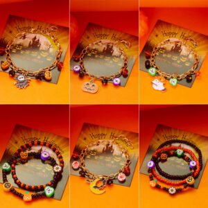 oly-24030e8a2d3699b5bb335a54d36eeca9 Wholesale Halloween Grim Reaper Pumpkin Pendant Bracelet Zinc Alloy Jewelry Accessory