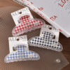 Wholesale Acrylic Love Pattern Red Fine Grid Seamless Hair Clips Set of 2 Fashion Accessory