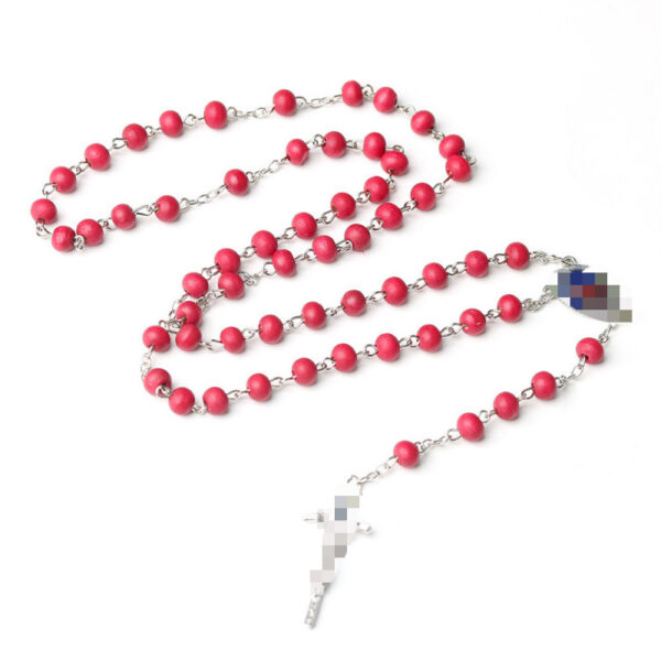 oly-245e68ff3a4ede504f100253e06bdf20 Wholesale Wooden Cross Rosary Necklace Ball Chain Pendant Trendy Jewelry Accessory