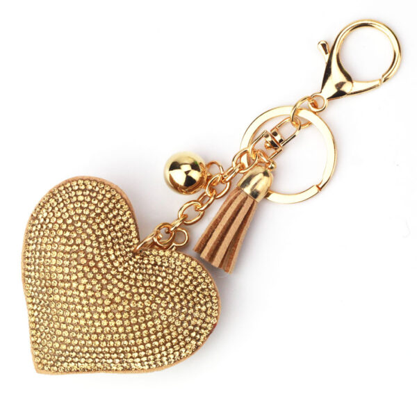 Wholesale Korean Velvet Rhinestone Heart Tassel Keychain Bag Charm Wedding Gift