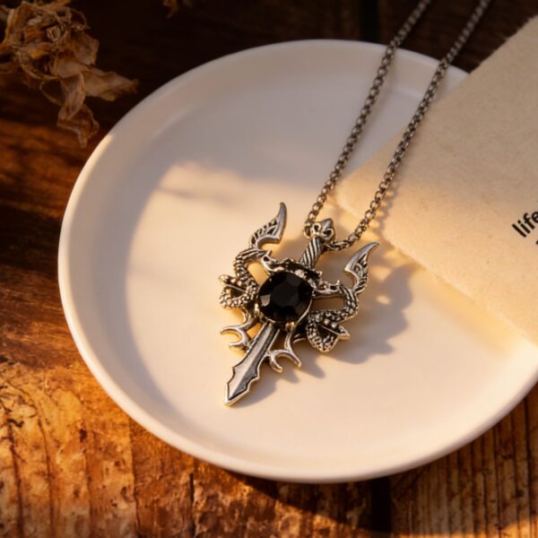 oly-2496cc7c269a63e6ba53351488e99027 Wholesale Vintage Double Dragon Cross Necklace, Fashion Jewelry Accessory for Gift and Boutique Resale