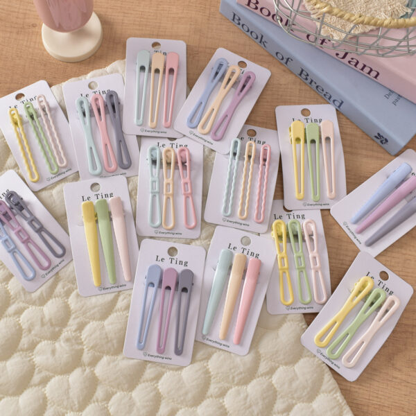 Wholesale Metal Duckbill Hair Clips 3-Pack Candy Color Water Drop Style Fashion Accessory