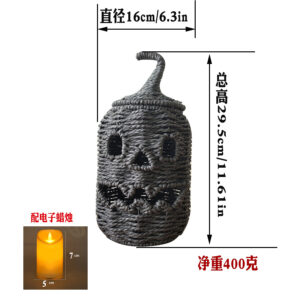 Pumpkin black style a, 16*16*29.5cm (height), approx. 400g + electronic candle