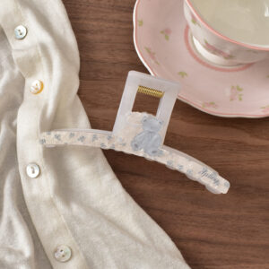 11# blue and white bear claw clip - 13cm