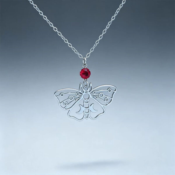 Wholesale Gothic Style Hollow Moon Moth Pendant NecklaceVintage Silver Y2K Fashion Jewelry Accessory for Everyday Wear