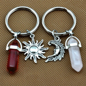 Wholesale 2 Piece Sun and Moon Keychain Set Alloy Key Ring Fashion Accessory