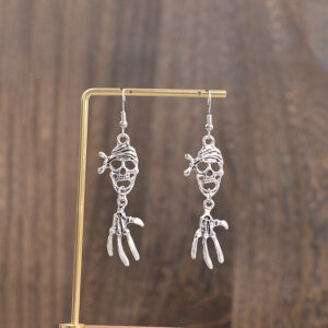 oly-25382987e70cabc030fb4bf46960f1c0 Wholesale Vintage Skull Pendant Earrings Antique Silver Geometric Halloween Jewelry for Party Gift
