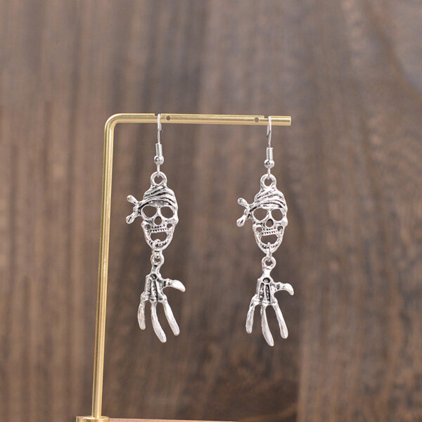 oly-25382987e70cabc030fb4bf46960f1c0 Wholesale Vintage Skull Pendant Earrings Antique Silver Geometric Halloween Jewelry for Party Gift