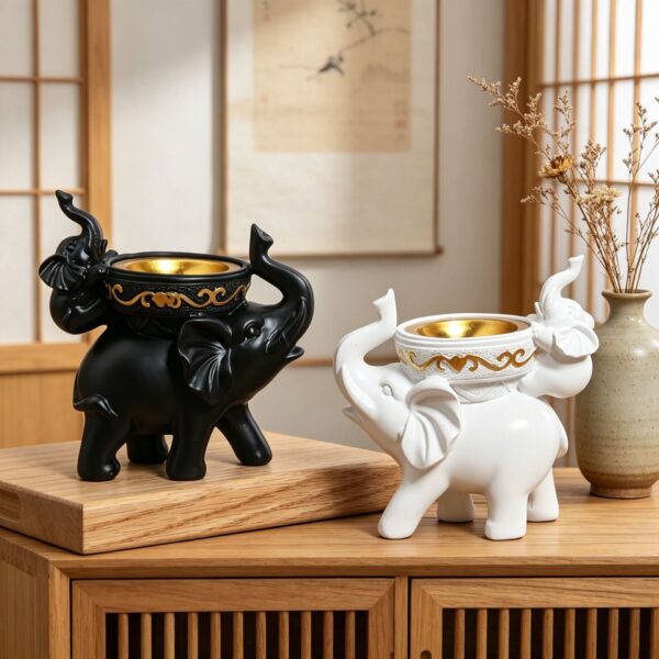 Wholesale White Resin Mother and Child Elephant Incense Burner Home Decorative Gift