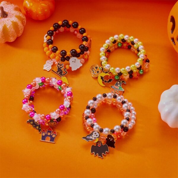 oly-25f71b354d7b1c67219ddb8ae1155a23 Wholesale Alloy Halloween Bracelet Set with Pumpkin Ghost Charms Trendy Festival Gift