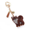 Wholesale Korean Velvet Alloy Rhinestone Cute Cartoon Shiba Inu Dog Tassel Keychain Gift Car Key Accessory