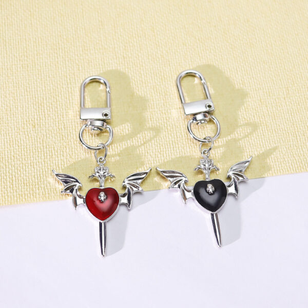 Wholesale Zinc Alloy Gothic Skull Love Wings Cross Pendant Keychain Chic Car Key Accessory