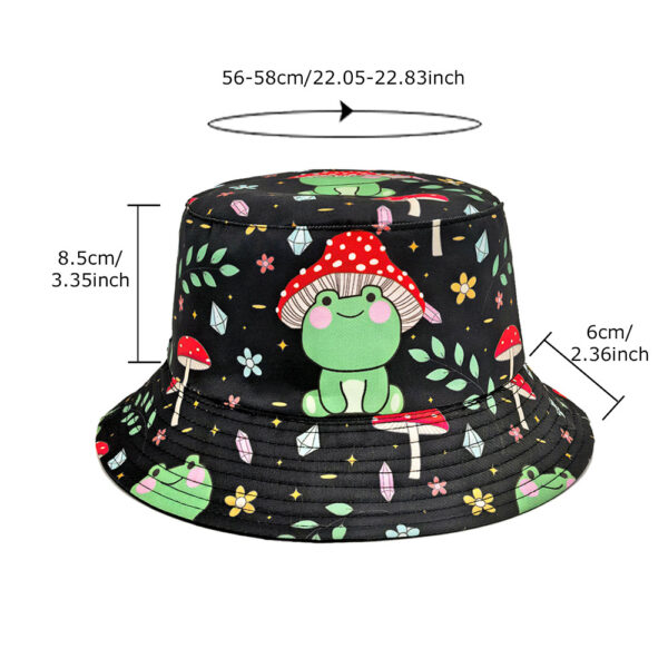 Wholesale Cartoon Mushroom Frog Pattern Bucket Hat Sun Protection Foldable Casual Hat for Resale