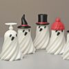 Wholesale 3D Halloween Ghost Pumpkin Resin Incense Burner Red Hat Spinning Ghost Desktop Ornament for Wedding Gift