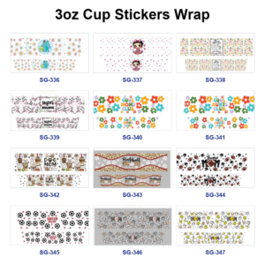 Wholesale 8pcs Cute Cartoon Flower 3oz Tumbler Stickers Wrap OLY Exclusive
