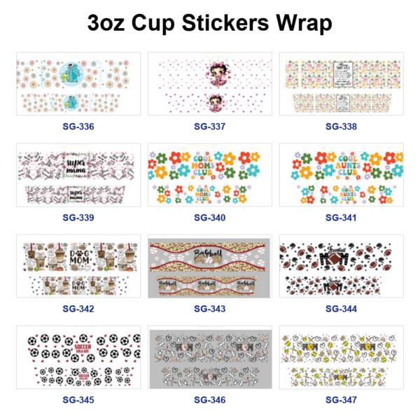 Wholesale 8pcs Cute Cartoon Flower 3oz Tumbler Stickers Wrap OLY Exclusive