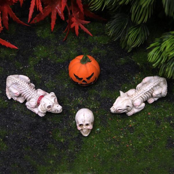 Wholesale Halloween Pumpkin Skeleton Cat Resin Ornament Garden Decor Gift