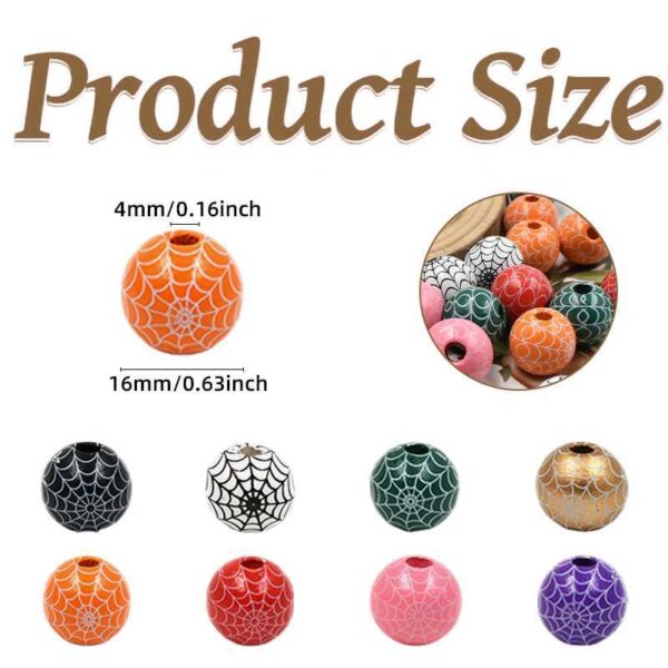 oly-26ff542dd1107d74aa31e6432861886c Wholesale Wooden Halloween Spider Web Grid Pattern Loose Beads DIY Craft Supply for Jewelry Making Gift Resale