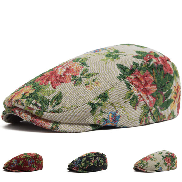 Wholesale Jacquard Beret Vintage Ethnic Print Hat Fashion Accessory for Men Women