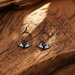 Pair of black cartoon bat pendant ear hooks