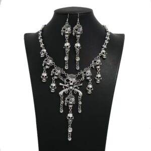 oly-272bd75bcecb642a26d0386b3e094fc5 Wholesale Halloween Skull Necklace Ancient Gold Plated Gothic Style Party Wear Fashion Accessory