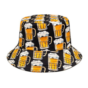 oly-27351a1c599905a2a580483a2a6ed44e Wholesale Black Beer Pattern Reversible Bucket Hat Everyday Sun Protection Hat for Men