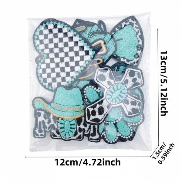 Wholesale Turquoise Denim Cross Embroidery Patch Chic DIY Fashion Accessory for Bags or Clothing Gift Boutique