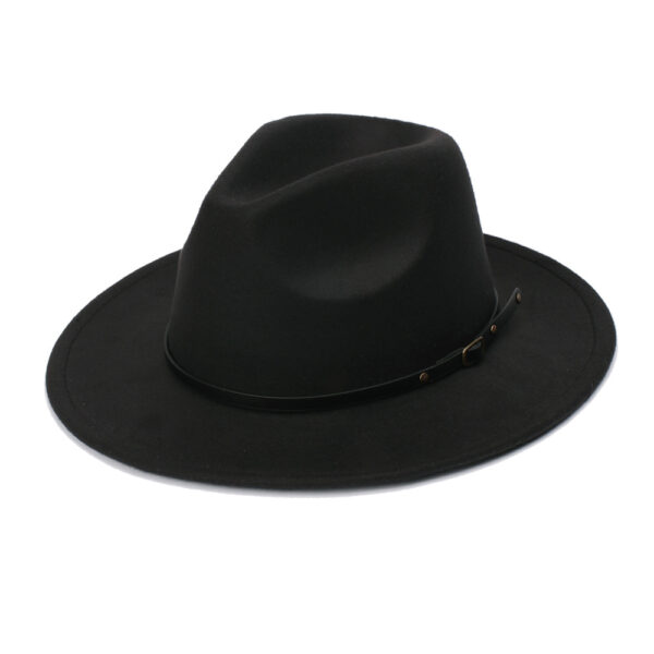 oly-2773e752692b9c7ef0ee2b3e0310132d Wholesale Woolen Jazz Hat Wide Brim Flat Top Everyday Wear Fashion Accessory