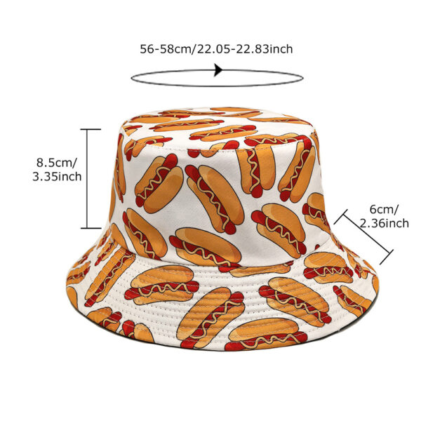 Wholesale Hot Dog Pattern Fisherman Hat Double Sided Outdoor Sun Hat with Short Brim Trendy Fashion Accessory