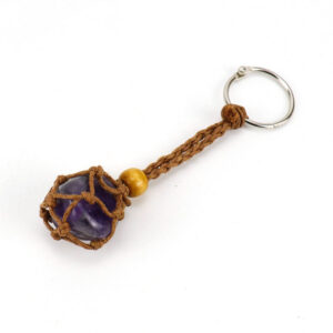 Brown Rope Amethyst Keychain